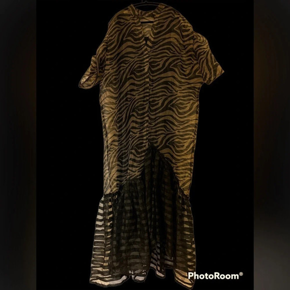 Luxe Fashion Zebra Eyelet cotton print ready to wear kaftan style  maxi dress - Picture 1 of 10